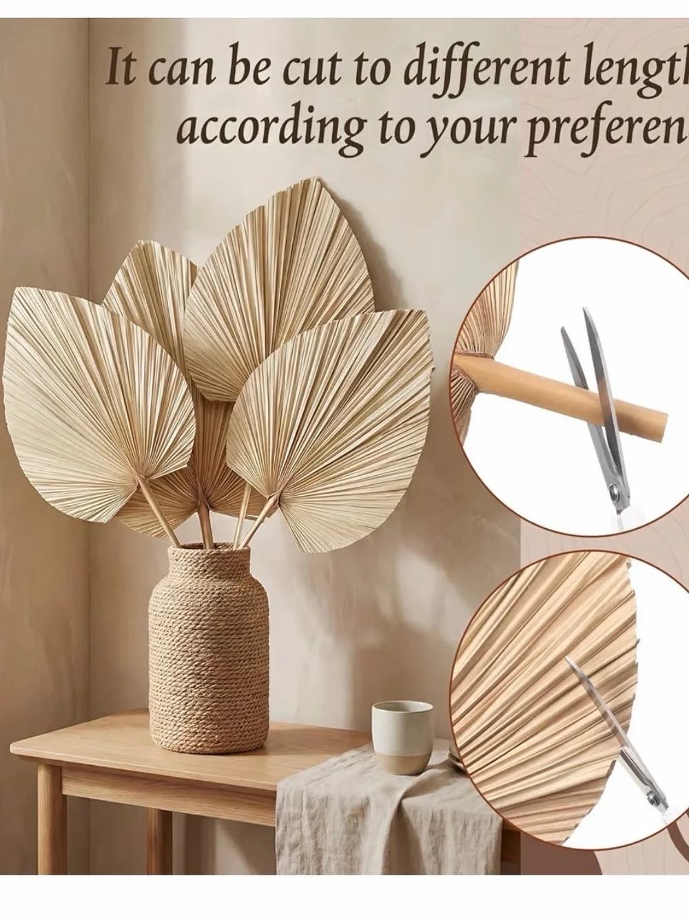 Natural Palm Leaf Wall Art Wreath - Neutral Boho Decor